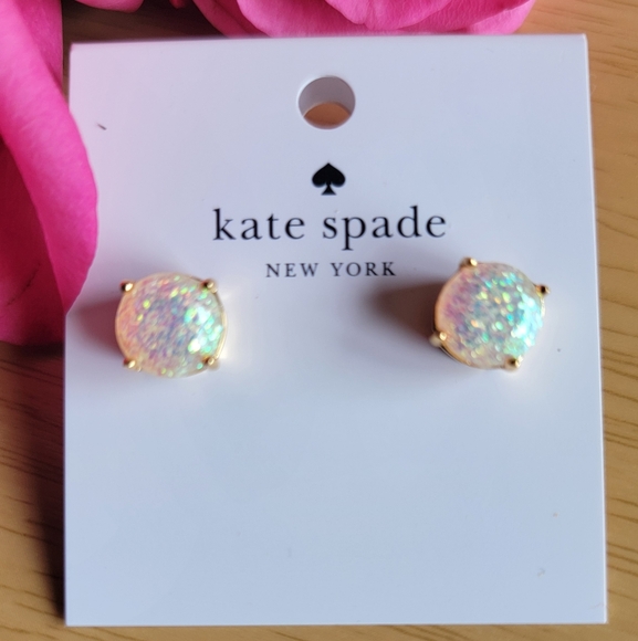 KATE SPADE Glitter Gumdrop Opal stud earrings.NWT* - Picture 2 of 6